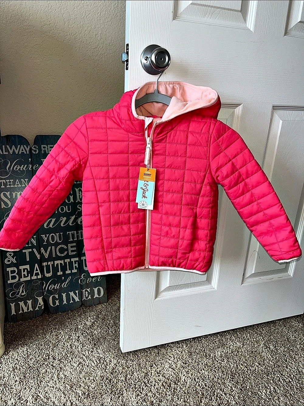 Cat & Jack Pink Quilted Fleece Lined Jacket Girls